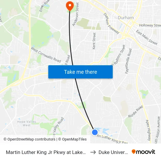 Martin Luther King Jr Pkwy at Lakeside G to Duke University map