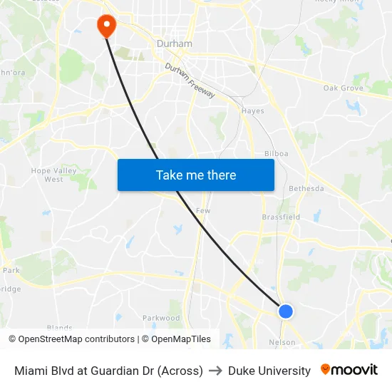 Miami Blvd at Guardian Dr (Across) to Duke University map