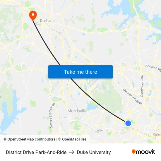 District Drive Park-And-Ride to Duke University map