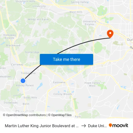 Martin Luther King Junior Boulevard at Ifc Community House to Duke University map