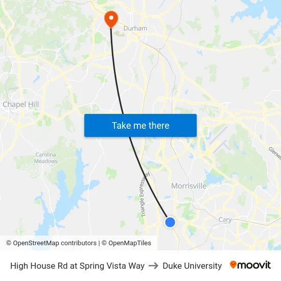 High House Rd at Spring Vista Way to Duke University map