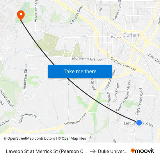Lawson St at Merrick St (Pearson Cafeter to Duke University map