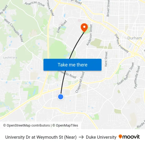 University Dr at Weymouth St (Near) to Duke University map