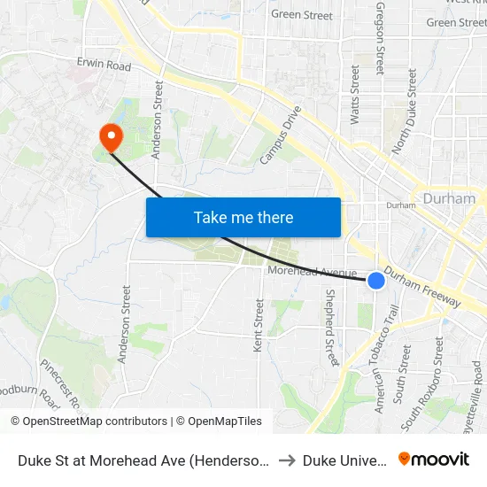 Duke St at Morehead Ave (Henderson Tower to Duke University map