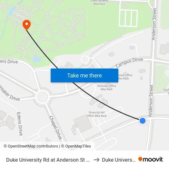 Duke University Rd at Anderson St (Eb) to Duke University map