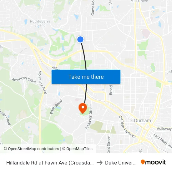 Hillandale Rd at Fawn Ave (Croasdaile Of to Duke University map