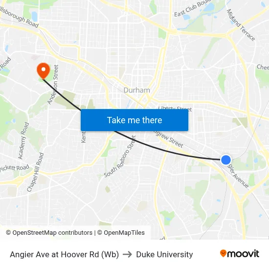 Angier Ave at Food Bank Cenc (Wb) to Duke University map