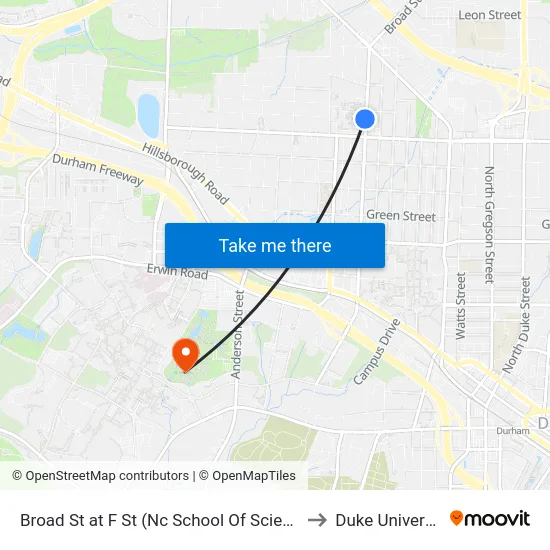 Broad St at F St (Nc School Of Science A to Duke University map