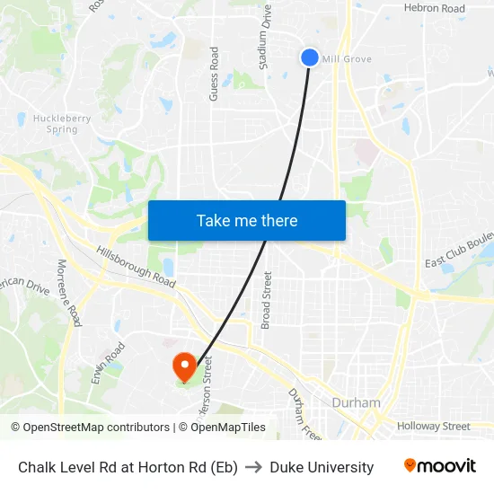Chalk Level Rd at Horton Rd (Eb) to Duke University map