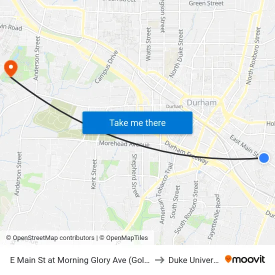 E Main St at Morning Glory Ave (Golden B to Duke University map