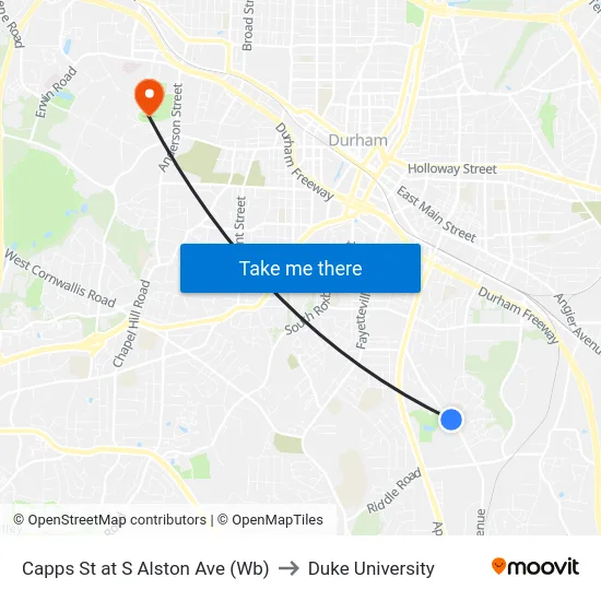 Capps St at S Alston Ave (Wb) to Duke University map