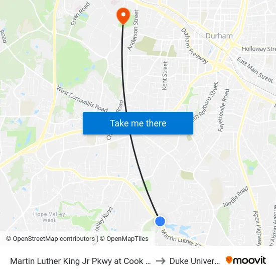 Martin Luther King Jr Pkwy at Cook Rd (W to Duke University map
