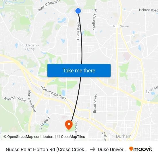 Guess Rd at Horton Rd (Cross Creek Shopp to Duke University map