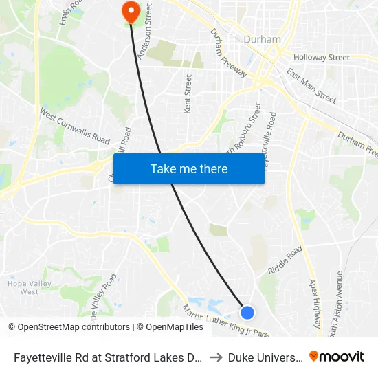 Fayetteville Rd at Stratford Lakes Dr (N to Duke University map