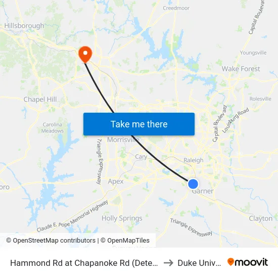 Hammond Rd at Chapanoke Rd (Detention Center) to Duke University map