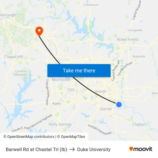 Barwell Rd at Chastel Trl (Ib) to Duke University map