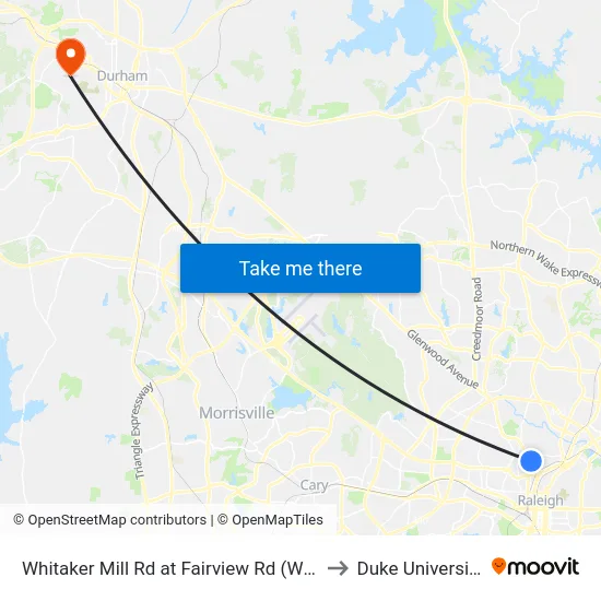 Whitaker Mill Rd at Fairview Rd (Wb) to Duke University map