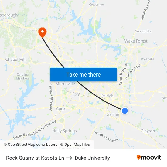 Rock Quarry at Kasota Ln to Duke University map