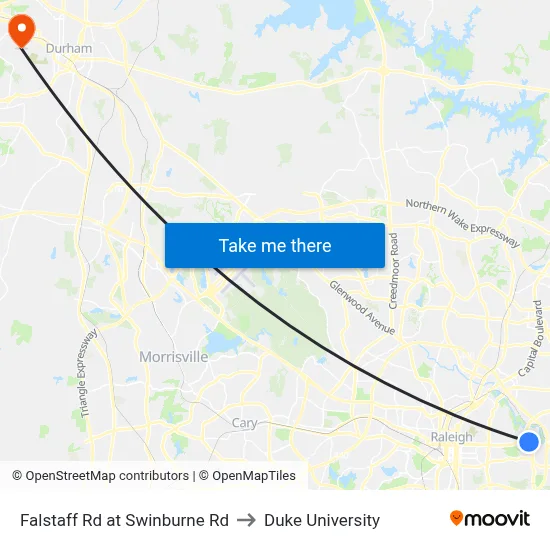 Falstaff Rd at Swinburne Rd to Duke University map