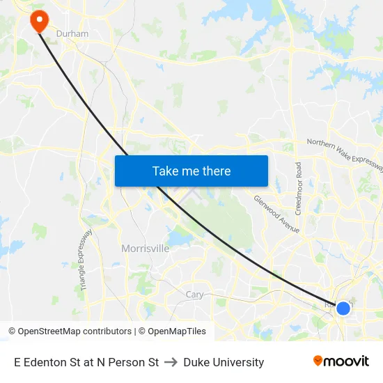 E Edenton St at N Person St to Duke University map