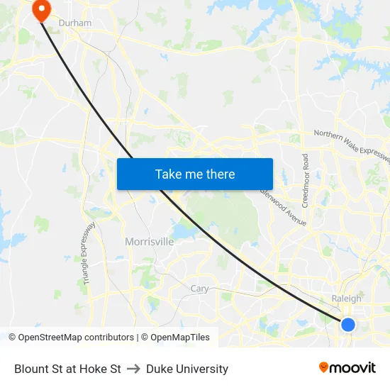 Blount St at Hoke St to Duke University map
