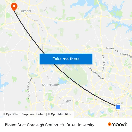 Blount St at Goraleigh Station to Duke University map