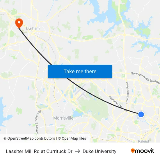 Lassiter Mill Rd at Currituck Dr to Duke University map