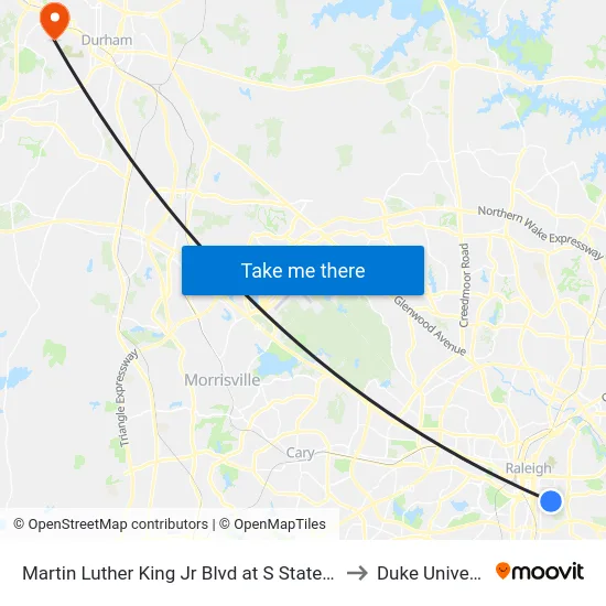 Martin Luther King Jr Blvd at S State St (Wb) to Duke University map