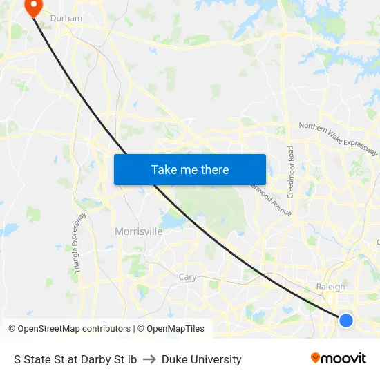 S State St at Darby St Ib to Duke University map