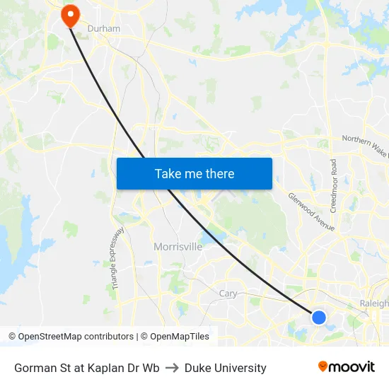 Gorman St at Kaplan Dr Wb to Duke University map
