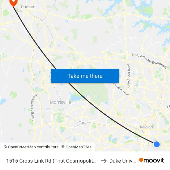 1515 Cross Link Rd (First Cosmopolitan Baptist Chu to Duke University map