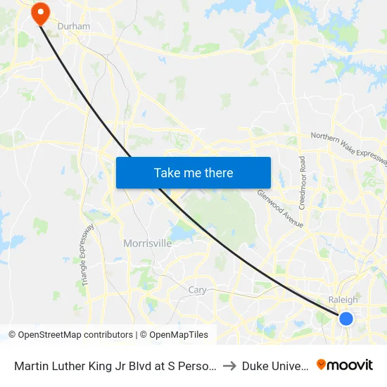 Martin Luther King Jr Blvd at S Person St (Eb) to Duke University map
