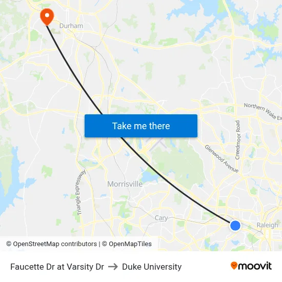 Faucette Dr at Varsity Dr to Duke University map