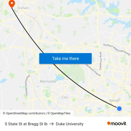 S State St at Bragg St Ib to Duke University map