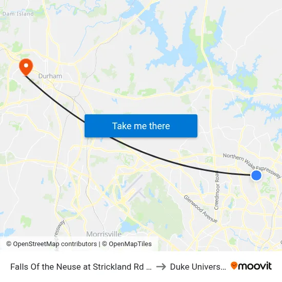 Falls Of the Neuse at Strickland Rd (Ib) to Duke University map