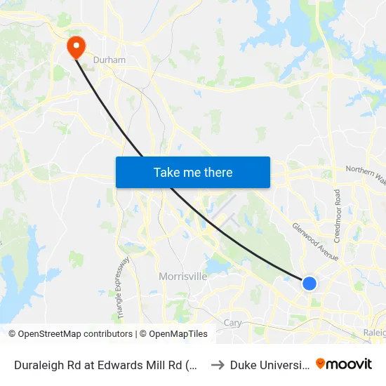 Duraleigh Rd at Edwards Mill Rd (Nb) to Duke University map