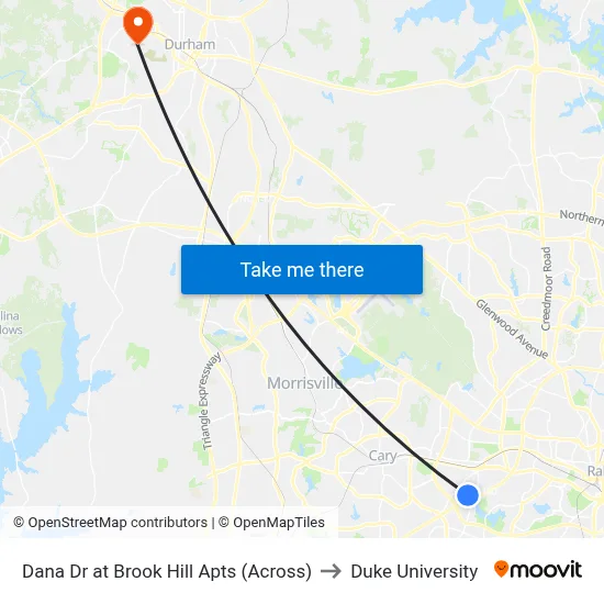 Dana Dr at Brook Hill Apts (Across) to Duke University map