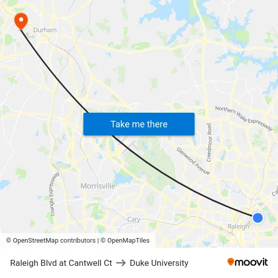 Raleigh Blvd at Cantwell Ct to Duke University map
