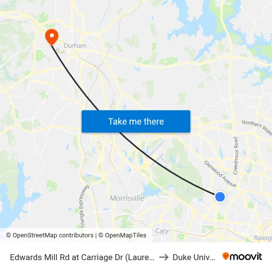 Edwards Mill Rd at Carriage Dr (Laurel Hills Park) to Duke University map
