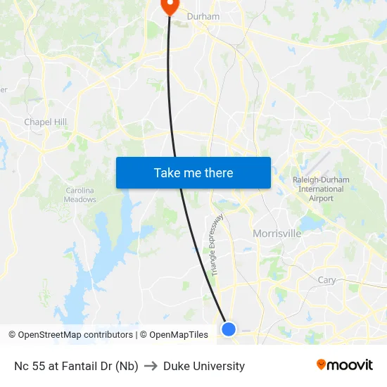 Nc 55 at Fantail Dr (Nb) to Duke University map