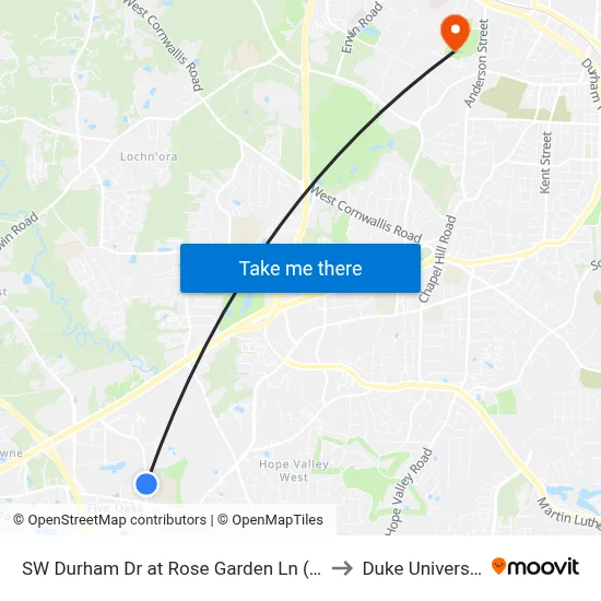 SW Durham Dr at Rose Garden Ln (Nb) to Duke University map