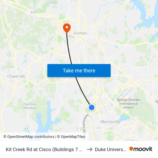 Kit Creek Rd at Cisco (Buildings 7 & 8) to Duke University map