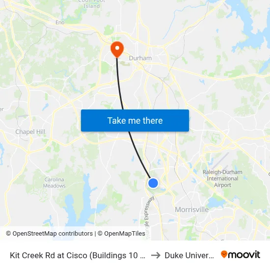 Kit Creek Rd at Cisco (Buildings 10 & 11) to Duke University map