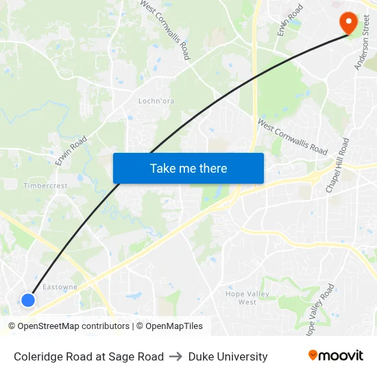 Coleridge Road at Sage Road to Duke University map