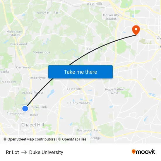 Rr Lot to Duke University map