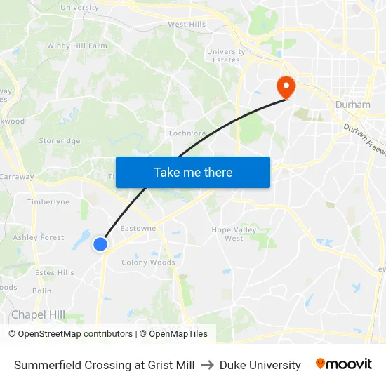 Summerfield Crossing at Grist Mill to Duke University map