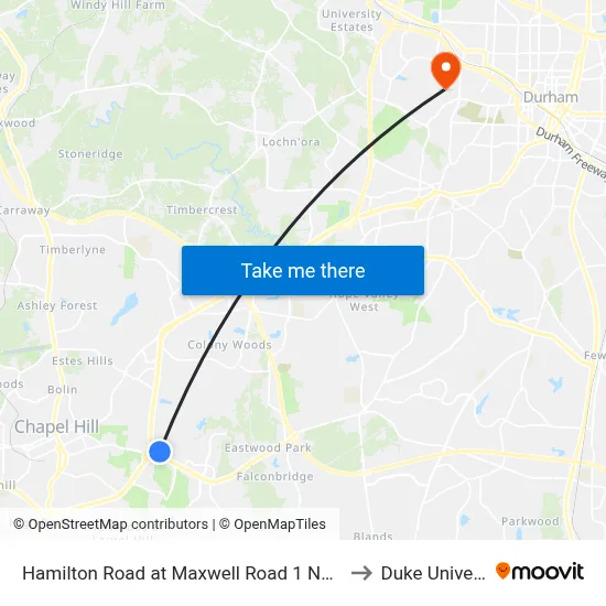 Hamilton Road at Maxwell Road 1 Northbound to Duke University map