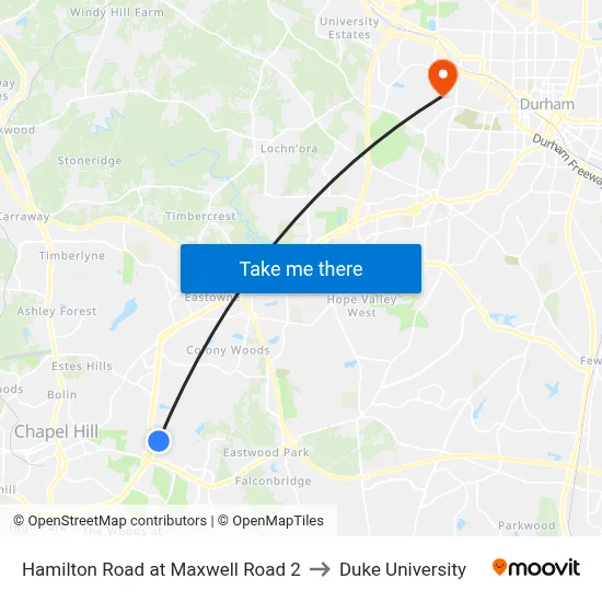 Hamilton Road at Maxwell Road 2 to Duke University map