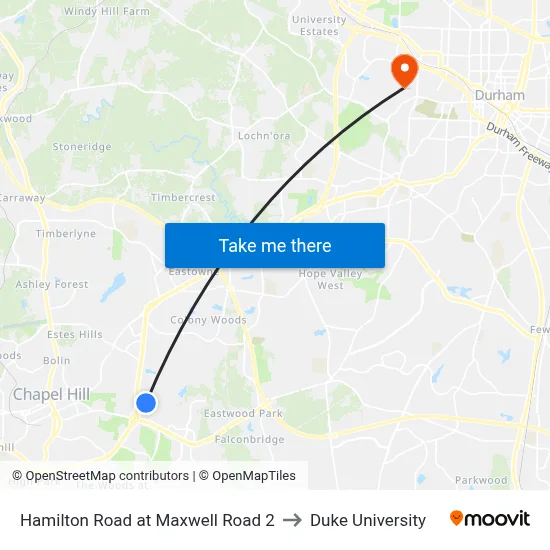 Hamilton Road at Maxwell Road 2 to Duke University map