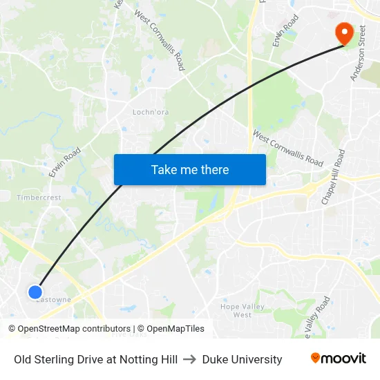 Old Sterling Drive at Notting Hill to Duke University map